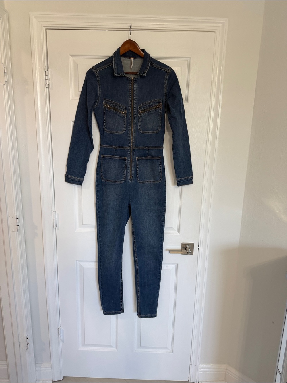Free People Dark Blue Denim Jumpsuit Overalls